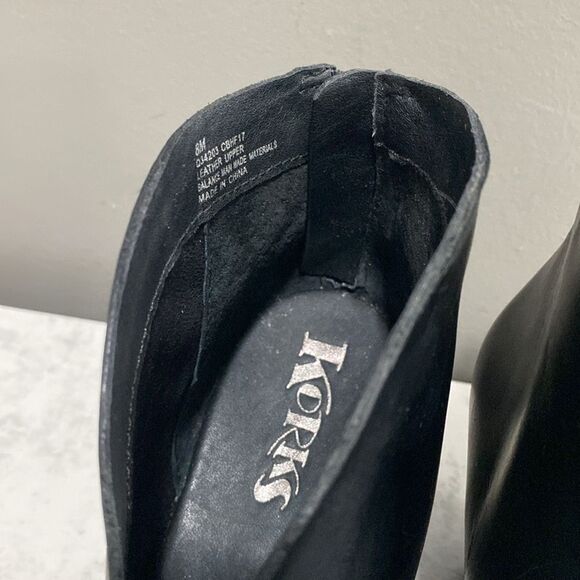 Kork-Ease Black Leather Ankle Booties Unique Charcoal Heels Size 8 - Picture 15 of 15